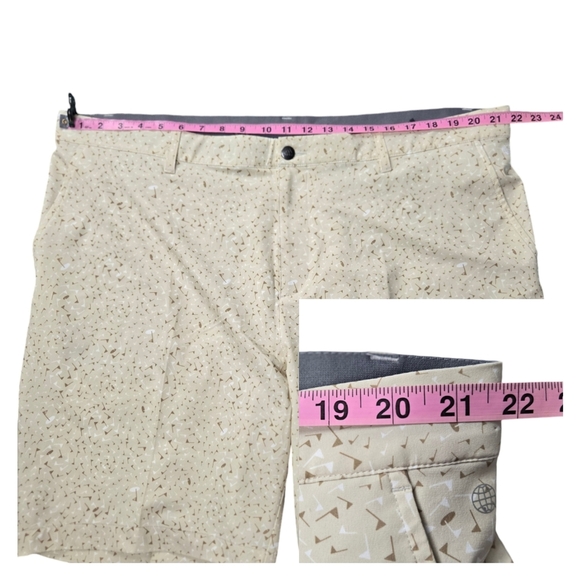 NWT Adidas Men Sz 42 Ultimate 365 Clear Brown Print Golf Flag Shorts HA9126 - Picture 13 of 16